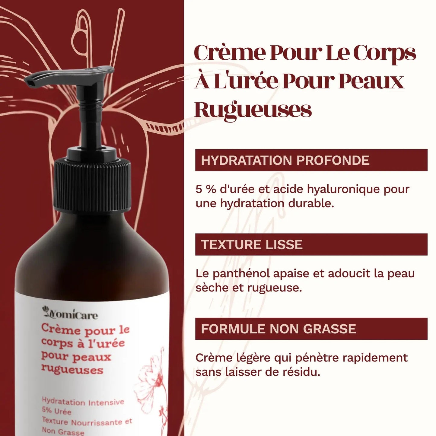 Crème pour le corps à l'urée pour peaux rugueuses - YomiCare