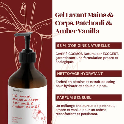 Gel lavant mains & corps, Patchouli & Amber Vanilla - YomiCare